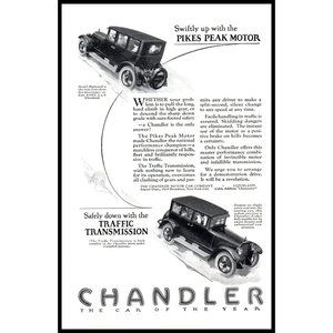 1924 Chandler Sedan Antique Car Vintage Print Ad Pikes Peak Wall Art Photo